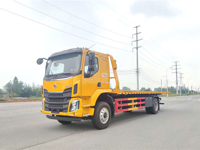 國六東風(fēng)柳汽乘龍M3平板清障車可帶吊機